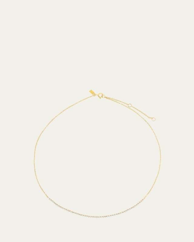 14K Yellow Gold Diamond Segment Necklace, 16-18"L